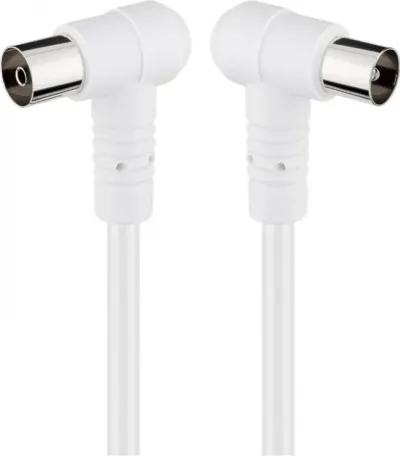 Cablu prelungitor antena coaxial 80 dB unghi 90 grade T-M 2.5m Alb, G67354