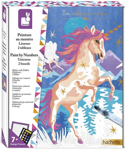 Coloreaza dupa numere Janod - Unicorni