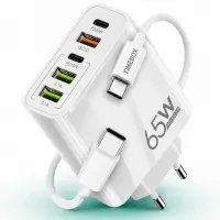 Incarcator Retea, 65W, 5 Porturi, 3 x USB, 2 x Type-C, Alb - Default Title
