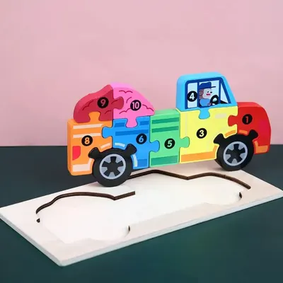 Puzzle din lemn - Camion - 10 piese