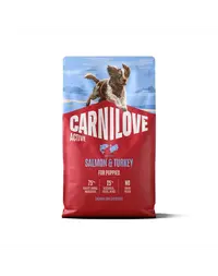Hrană pui de câine CARNILOVE Active Dog Salmon &amp; Turkey Puppies 4 kg somon și curcan
