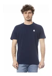 Tricou de bumbac cu decolteu la baza gatului - Albastru inchis