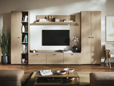 Living Silensia C2 UNO - Mobila sufragerie aspect lemn / bej
