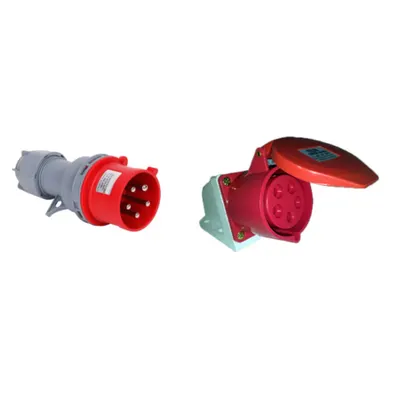 Pachet priza industriala fixa + fisa 16A 380V 5 borne ( 3 faze+nul+impamantare)