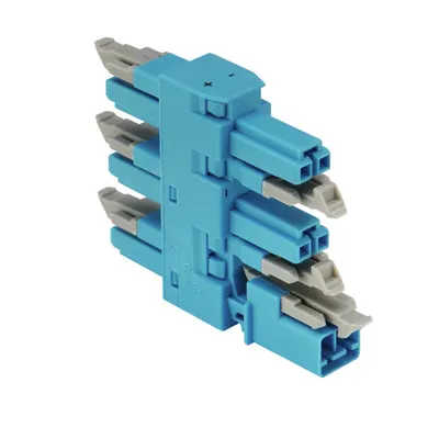 5-way distribution connector; 2-pole; Cod. I; 1 input; 5 outputs; blue