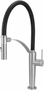 Baterie pentru chiuveta bucatarie, otel, cap mixer, pipa flexibila, 2 tipuri de jet, Deante Corda