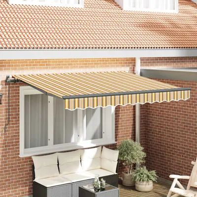 vidaXL Copertină retractabilă Galben și gri 250 x 200 cm țesătură