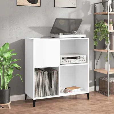vidaXL Comodă de discuri, alb, 84,5x38x89 cm, lemn compozit