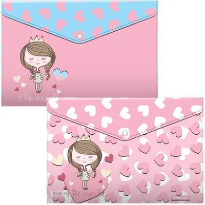 Set mape cu buton Erich Krause - Pastel Princess, A4, 4 bucăți