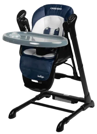 Scaun de masă pentru copii și leagăn 2 în 1 Caretero - Indigo Black, albastru