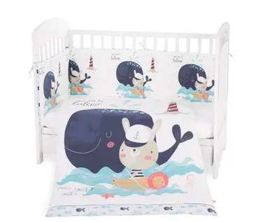 Set lenjerie de pat 6 piese 60x120 Kikka Happy Sailor
