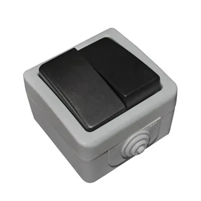 Aparataj gri PT IP54 intrerupator dublu 10A - gri