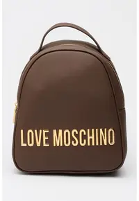 Rucsac de piele ecologica cu logo metalic - Maro inchis