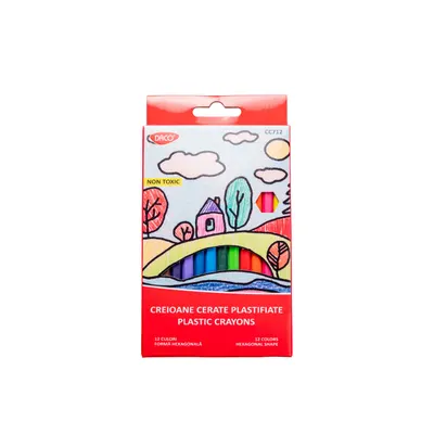 Creion color plastifiate cerate + ascutitoare, 12buc/set, Daco