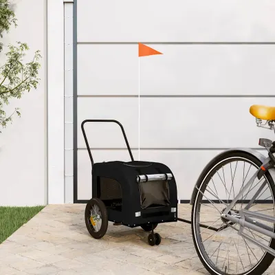 vidaXL Remorcă de bicicletă pentru animale de companie Negru