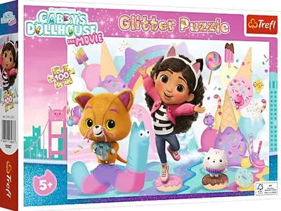 Puzzle cu brocart Trefl din 100 piese - Casa de păpuși a lui Gaby: Filmul