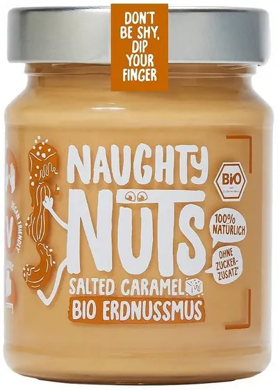 Unt de arahide cu caramel sărat, 250 g, Naughty Nuts