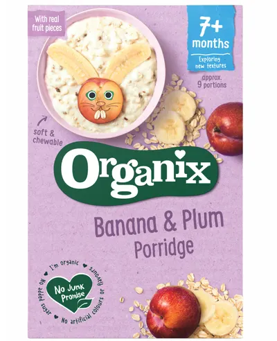 Cereale Ecologice Bio cu Banane si Prune 7 luni+, Organix | 200 g
