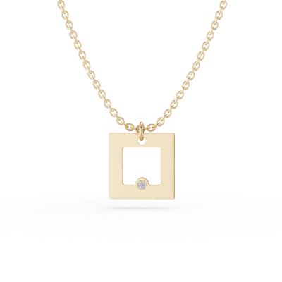 Lant cu pandantiv geometric din aur galben cu diamant de 0.005ct