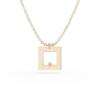 Lant cu pandantiv geometric din aur galben cu diamant de 0.005ct
