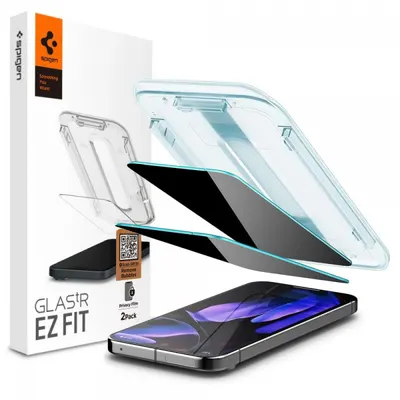 Folie de protectie Ecran Privacy Spigen GlastR EZ FIT pentru Google Pixel 9 Pro XL, Sticla Securizata, Full Glue, Set 2 bucati AGL09313