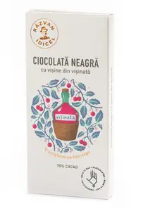Ciocolata neagra 70% cacao cu visine din visinata, 80g, Razvan Idicel