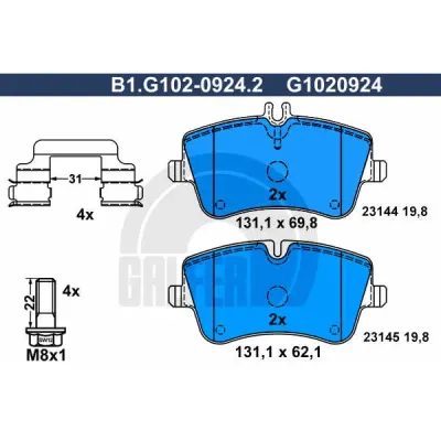 Set placute frana, frana disc GALFER B1.G102-0924.2