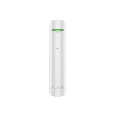 Detector de geam spart wireless Ajax GlassProtect WH, 9 m, 180 grade, contact NC, 868 MHz, RF 1000 m, alb
