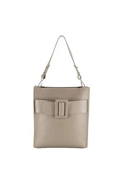 Geanta taupe din piele naturala cu borseta detasabila 8929 124 14726 - Maro taupe