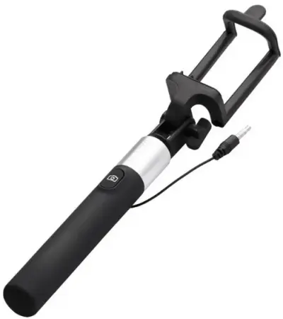 Selfie Stick M-Life Universal ML0698, cu fir, declansator pe maner (Negru/Argintiu)