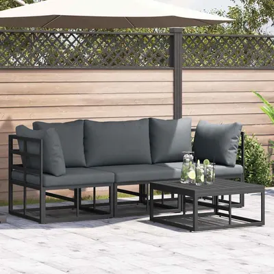 vidaXL Set de canapele pentru grădină 4 buc. Negru Metal