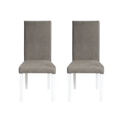 Set 2 scaune living TEO, picioare lemn alb, stofa z cappuccino, 46x60x98 cm
