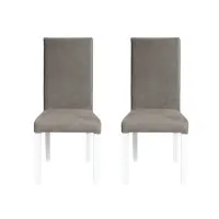 Set 2 scaune living TEO, picioare lemn alb, stofa z cappuccino, 46x60x98 cm