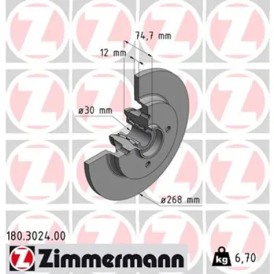 Disc frana ZIMMERMANN 180.3024.00