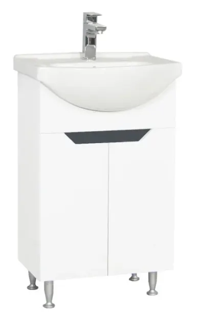 Set Baza front MDF si Lavoar seria 050, montat, 55 cm, alb + antracit