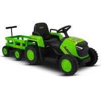 Tractor electric pentru copii Nichiduta Truck Green cu remorca,telecomanda 2.4G cu 3 viteze,acumulator 12V,2 motoarex35w,faruri cu lumini led functionale,slow start,suspensii punte spate