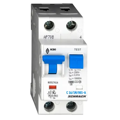 Intreruptor automat+diferential, C16/10mA, 10kA, tip A, 1P+N