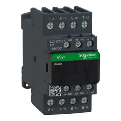 Contactor, TeSys Deca, 4P(4 NO), AC-1, <=440V, 40A, bobina standard 110VDC, terminal cu clema cu surub