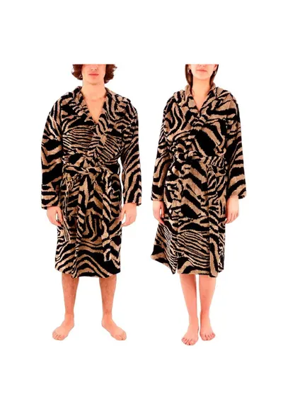 Halat de baie unisex Zebra Cappuccio din bumbac - Negru