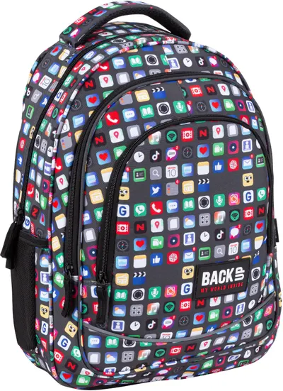 Ghiozdan școlar BackUp X - Icons, cu 3 compartimente
