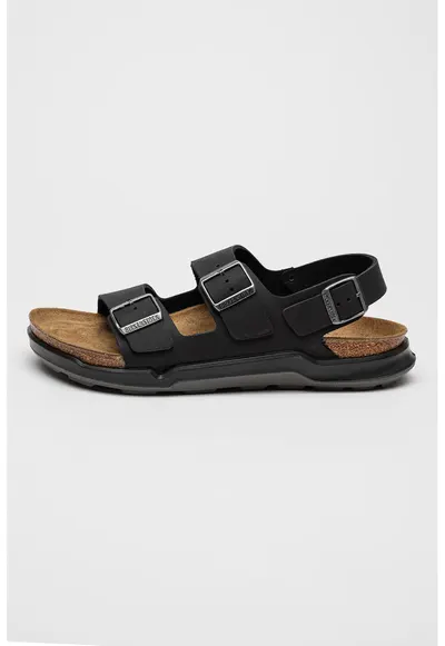 Sandale de piele Milano - Negru/Argintiu