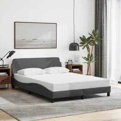 vidaXL Cadru de pat, Dover, gri închis, 140x200 cm, textil
