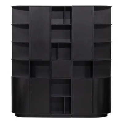 Bibliotecă modulară neagră din lemn masiv de pin 196x210 cm Finca – WOOOD