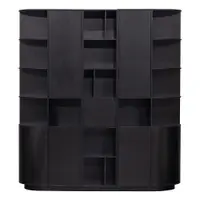 Bibliotecă modulară neagră din lemn masiv de pin 196x210 cm Finca – WOOOD