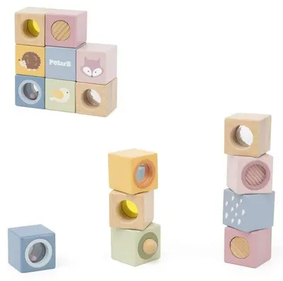 Set de joacă pentru bebeluși Viga Toys - PolarB, cuburi senzoriale din lemn, 8 bucăți