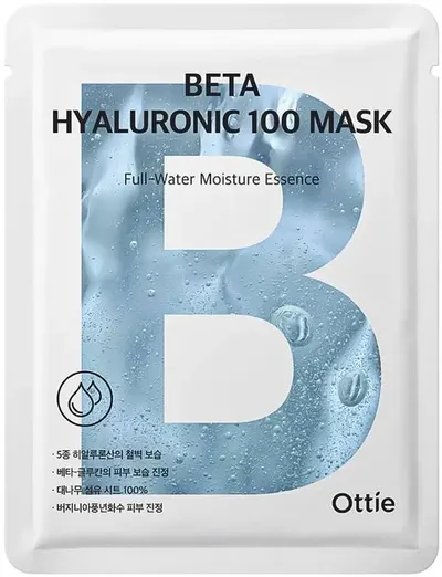 Ottie 100 Mask Mască facială pe foaie Beta Hyaluronic, 25 ml