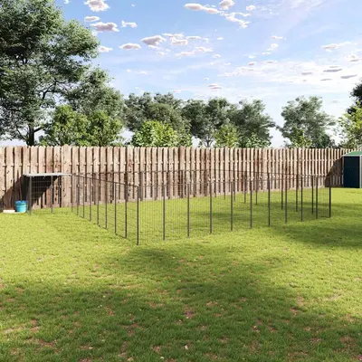 vidaXL Padoc pentru câini, negru, 31,46 m², oțel
