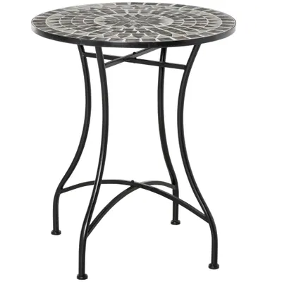 Outsunny Masuta de Gradina si Exterior din Metal si Ceramica Neagra | Aosom Romania