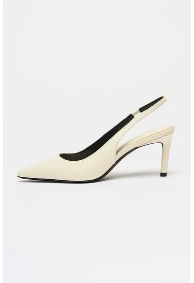 Pantofi din piele cu varf ascutit Gracey - Alb fildes