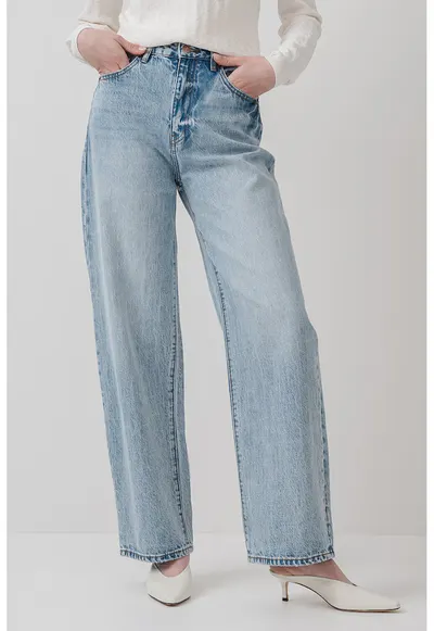 Blugi relaxed fit cu talie inalta - Albastru deschis